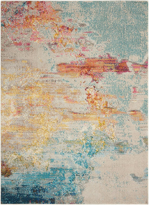 2' X 4' Sealife Abstract Power Loom Non Skid Area Rug